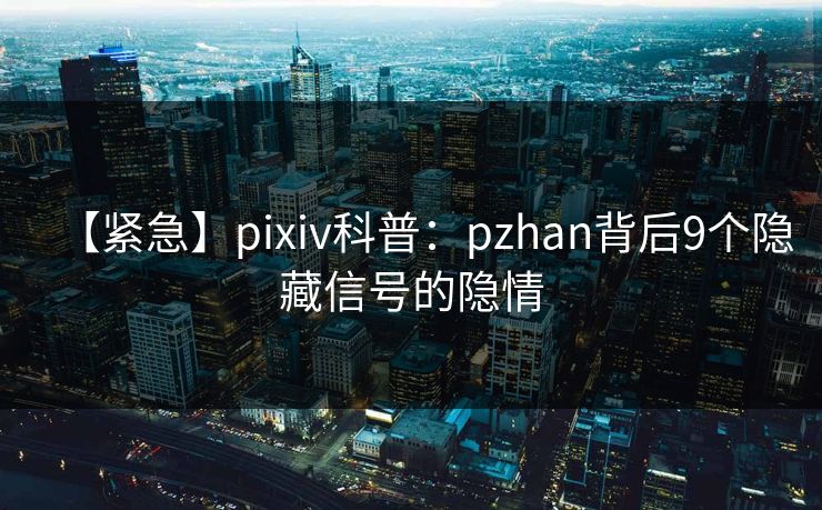 【紧急】pixiv科普：pzhan背后9个隐藏信号的隐情