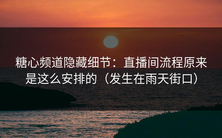 糖心频道隐藏细节：直播间流程原来是这么安排的（发生在雨天街口）