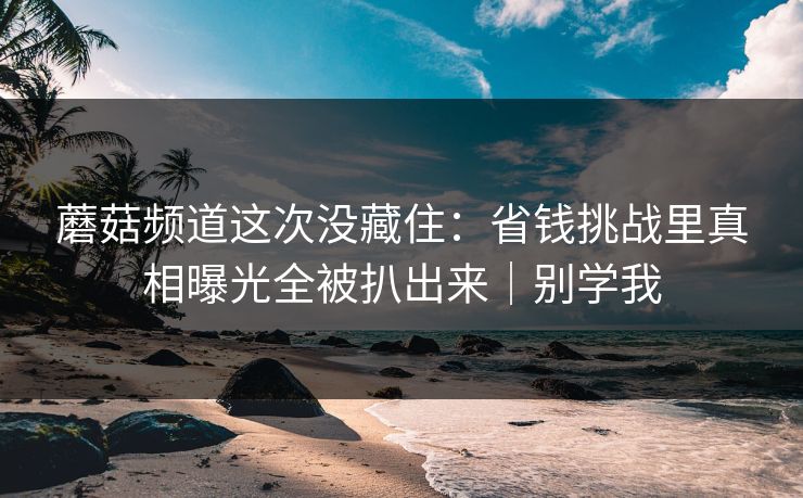 蘑菇频道这次没藏住：省钱挑战里真相曝光全被扒出来｜别学我